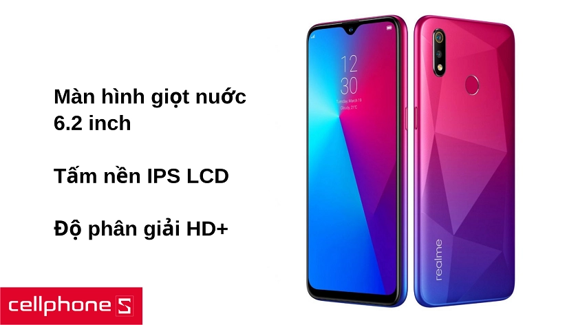 Màn hình giọt nước 6.2 inch, tấm nền IPS LCD cho màu sắc chân thực