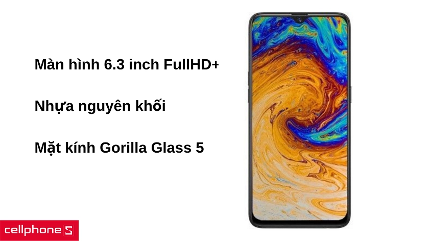 Màn hình cỡ lớn 6.3 inch trên thân hình nhựa nguyên khối