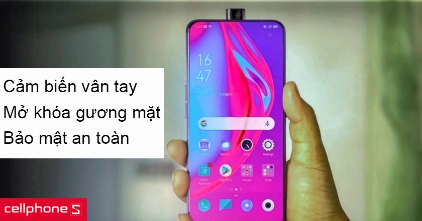 Bảo mật cao hơn với công nghệ cảm biến vân tay dưới màn hình và mở khóa bằng gương mặt