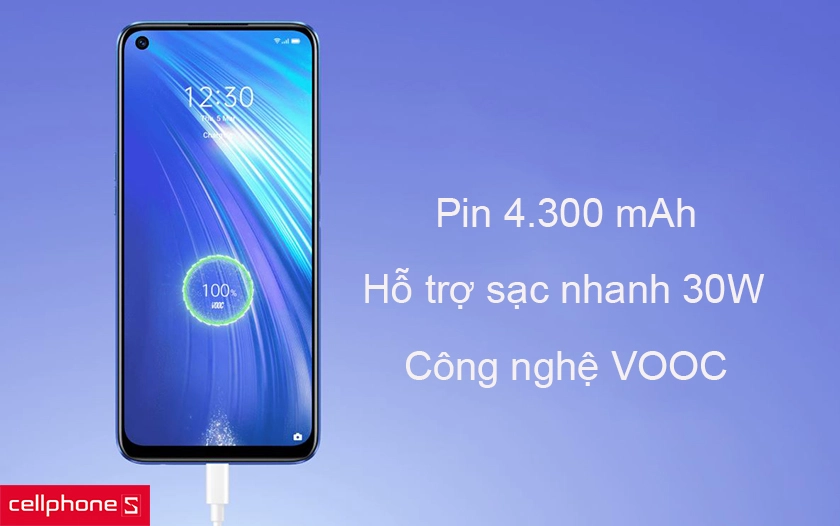 Pin Li-ion dung lượng 4200mAh hỗ trợ sạc nhanh 30W với công nghệ VOOC