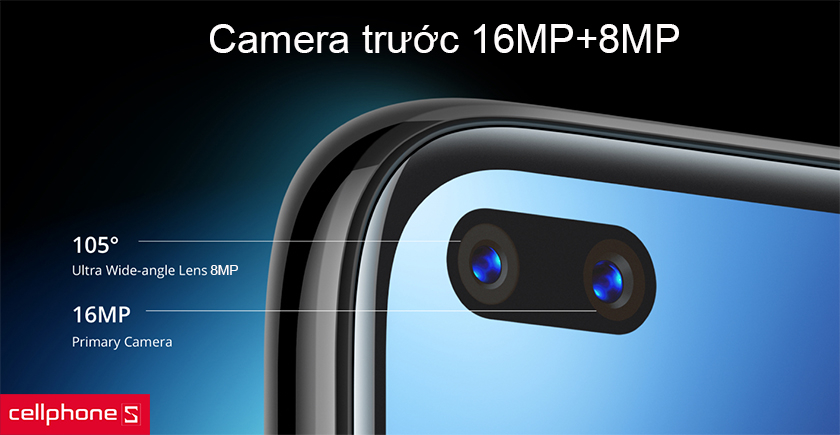 camera kép phía trước lên đến 16 MP và 8MP
