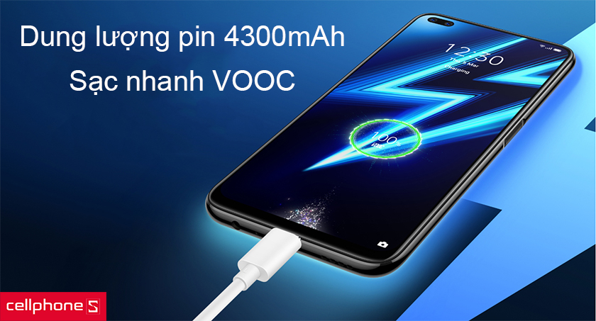 Dung lượng pin lên đến 4500mAh, trang bị sạc nhanh VOOC