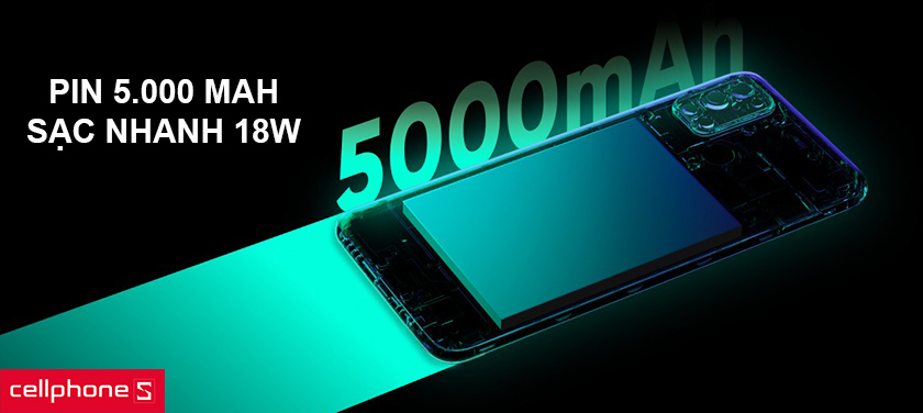 Pin 5000mAh hỗ trợ sạc nhanh