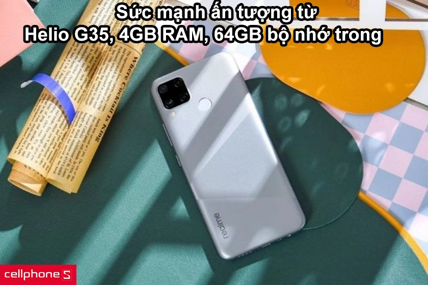 Cung cấp sức mạnh bởi chip Helio G35, 4GB RAM, 64GB bộ nhớ trong