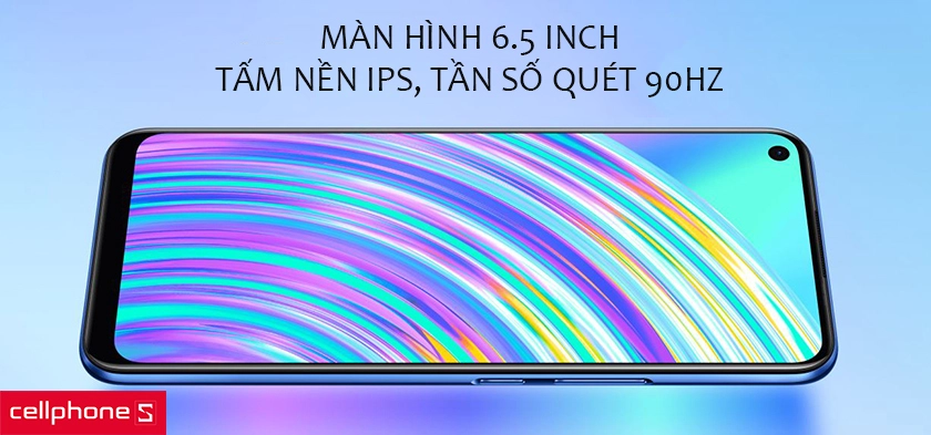 Màn hình 6.5 inch, HD+, tấm nền IPS, tần số quét 90Hz