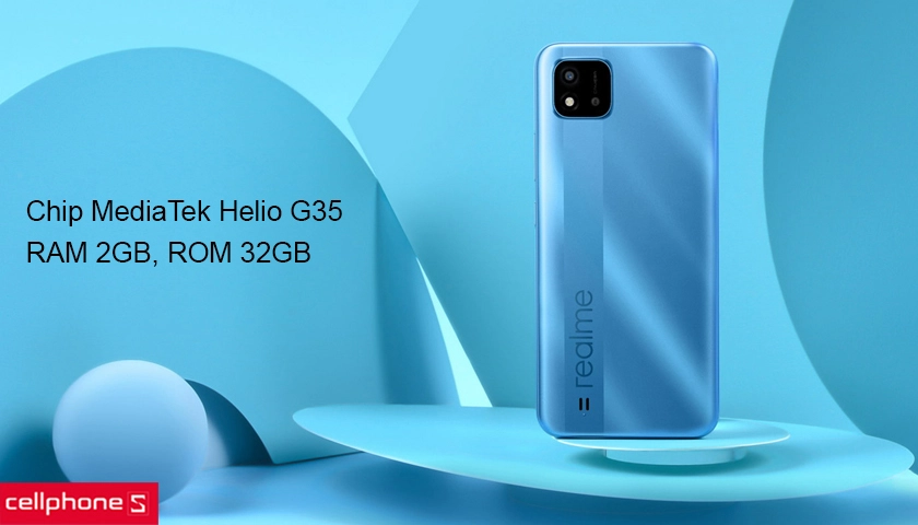 Cấu hình ổn định ở phân khúc giá rẻ với chip MediaTek Helio G35, RAM 2GB