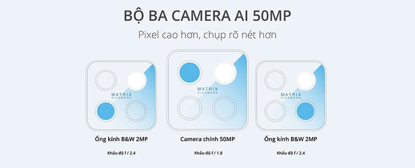 Cụm 3 camera 50MP ấn tượng