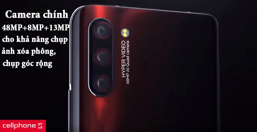 ba camera sau của máy cũng hết sức ấn tượng khi mà có độ phân giải lên đến 48 MP, cảm biến 8 MP và một cảm biến 13MP