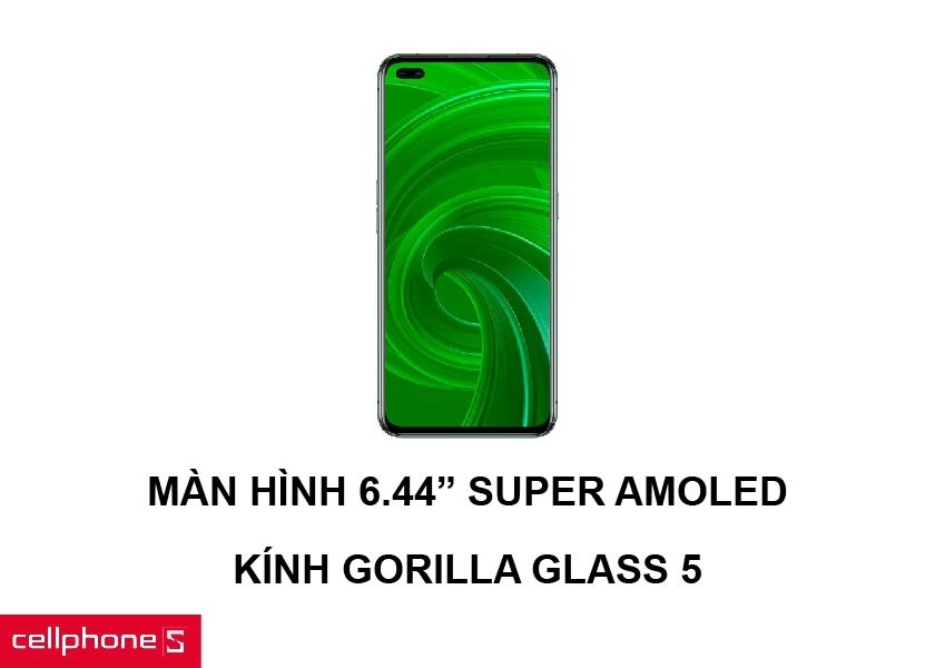 Màn hình đục lỗ 6.44 inches Super AMOLED cùng mặt kính Gorilla Glass 5 chắc chắn