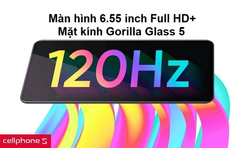 Thiết kế nguyên khối và màn hình 6.55 inch được trang bị kính Gorilla Glass 5