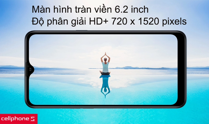 Màn hình tràn viền 6.2 inch HD+ cho chất lượng hiển thị tốt