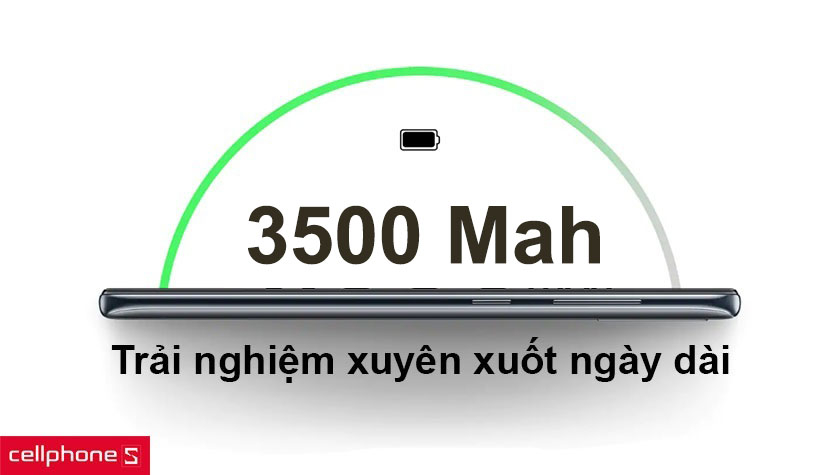 Viên pin 3500 mAh thời lượng 16 giờ sử dụng và công nghệ sạc nhanh 15W