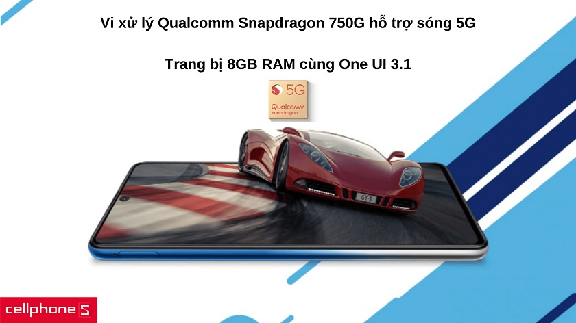 Vi xử lý Snapdragon 750G hỗ trợ 5G, với 8 GB RAM  