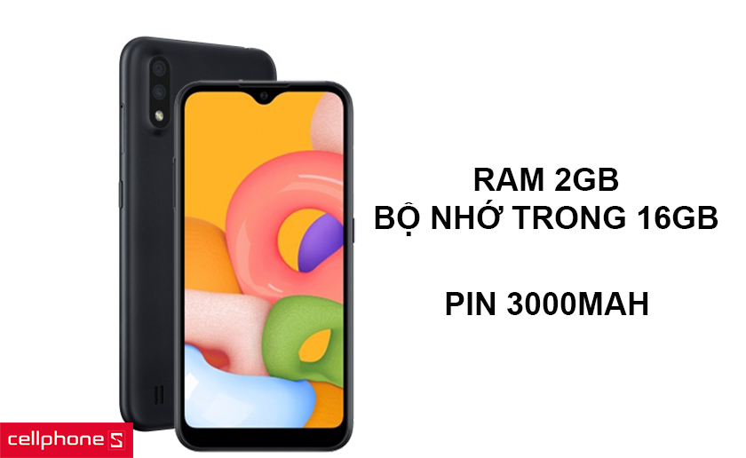 Xử lý nhanh chóng với Ram 2GB và bộ nhớ trong 16GB, dung lượng pin 3000mAh