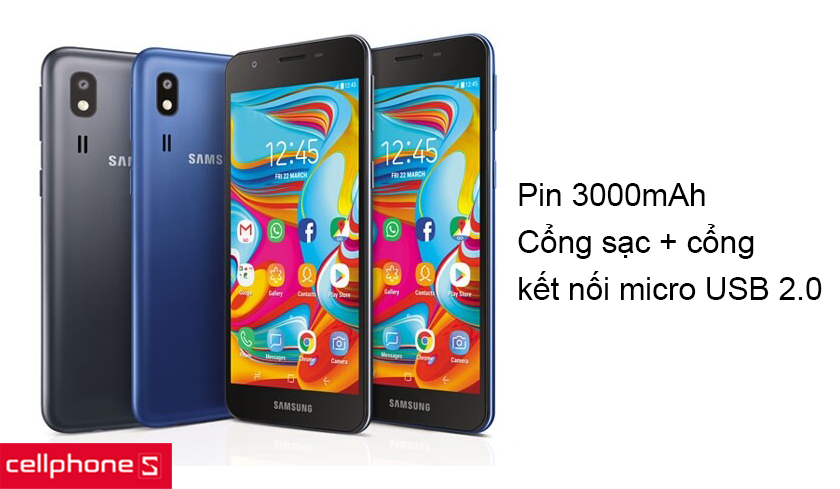 Pin 3000mAh cho thời lượng sử dụng cả ngày dài, cổng kết nối microUSB 2.0