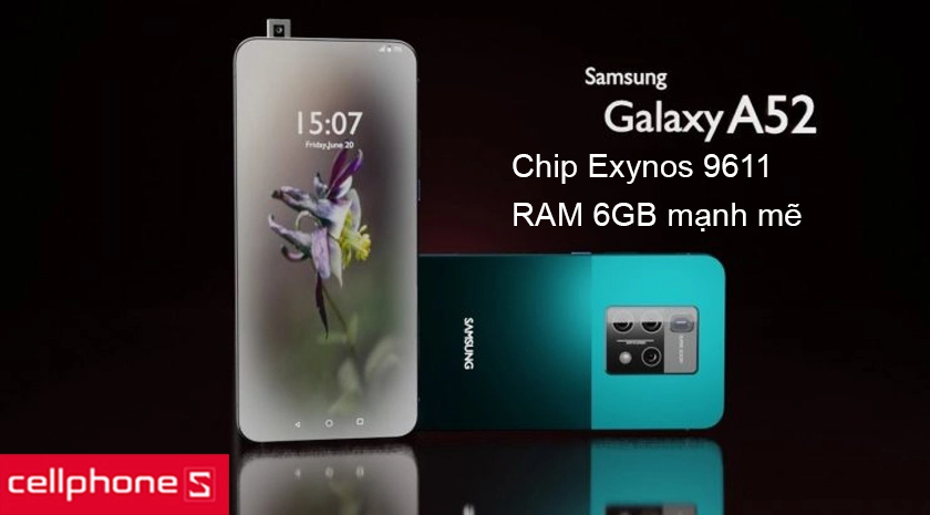 Cấu hình mạnh mẽ nhờ chip xử lý Exynos 9611 tiến trình 10nm và RAM 6GB