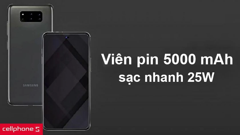 Viên pin dung lượng 5,000 mAh, hỗ trợ sạc nhanh 25W