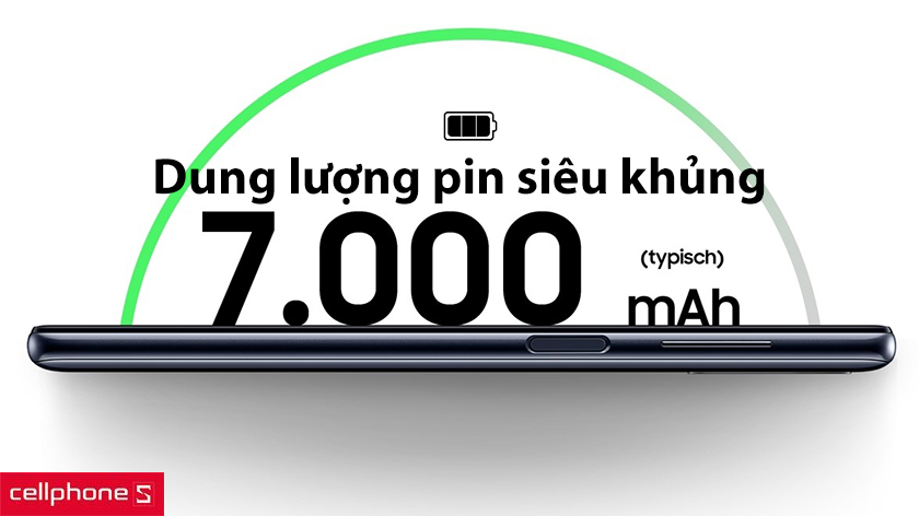 Dung lượng pin siêu khủng 7000mAh, sạc nhanh công suất 18W