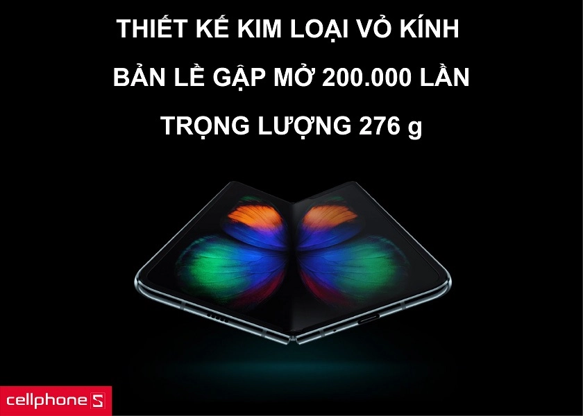 Thiết kế khung kim loại vỏ ngoài bằng kính cùng bản lề gập mở lên đến 200.000 lần