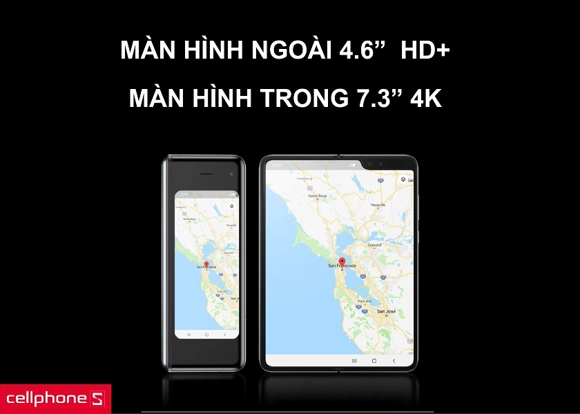 Màn hình ngoài 4.6 inches cùng màn hình gập mở ấn tượng 7.3 inches bên trong