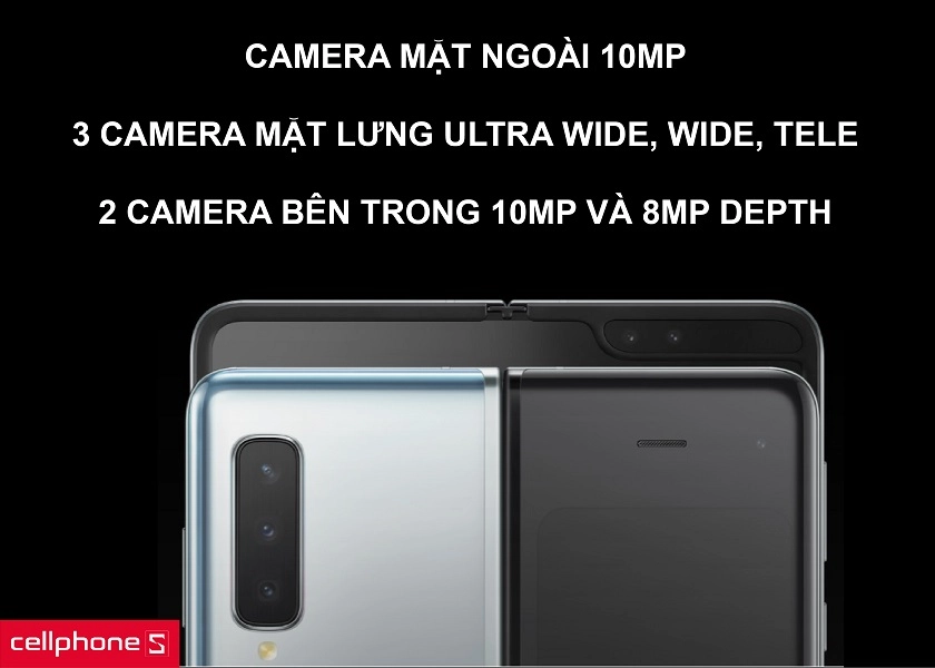 3 cụm camera linh hoạt giữa mặt trước, mặt sau và mặt trong màn hình gập