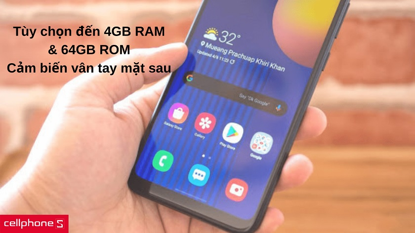 Lên đến 4 GB RAM và lên đến 64 GB ROM kèm cảm biến vân tay thỏa thích sử dụng