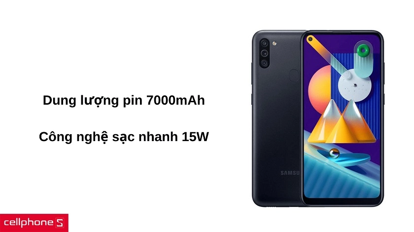 Dung lượng pin "khủng" 7000mAh kèm sạc nhanh cho thời gian sử dụng cả ngày dài