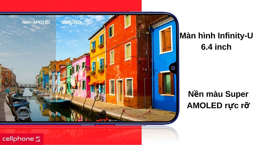 Thiết kế bắt mắt với mặt lưng màu gradient, màn hình Infinity-U 6.4 inch sắc nét