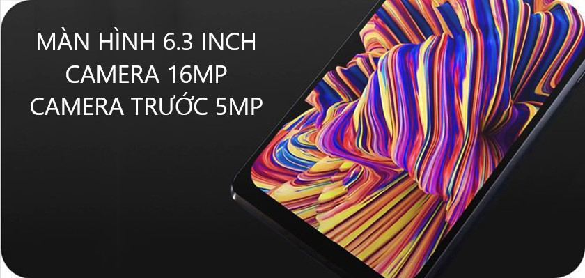Màn hình 6.3 inch HD+ hiển thị đầy đủ từng chi tiết