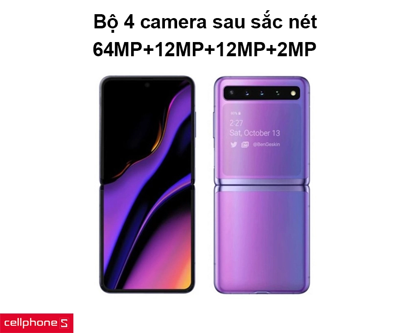 Bộ bốn camera sau sắc nét, camera đơn phía trước hỗ trợ selfie