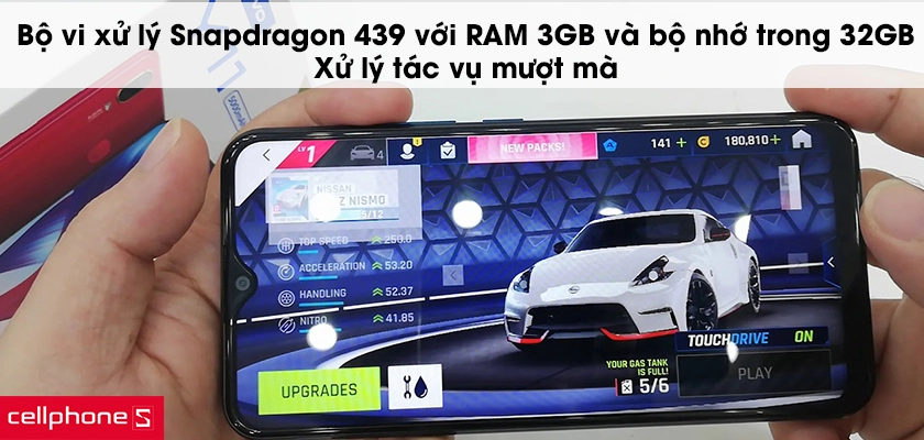 Bộ vi xử lý Snapdragon 439 với RAM 3GB và bộ nhớ trong 32GB