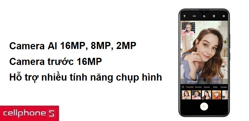 Camera kép AI có độ phân giải 16MP, 8MP, 2MP cho hình ảnh sắc nét