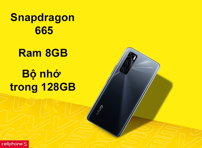 Trang bị chip Qualcomm Snapdragon 665, RAM 8GB, bộ nhớ trong 128GB