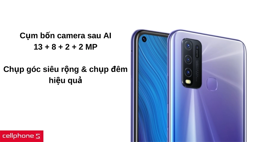Cụm camera sau bốn ống kính AI, chụp góc siêu rộng