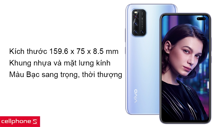 Thiết kế khung nhựa và mặt lưng kính, màu Bạc thời thượng