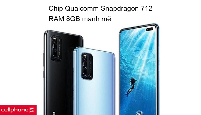 Bộ vi xử lý Qualcomm Snapdragon 712 (10nm) và RAM 8GB mạnh mẽ