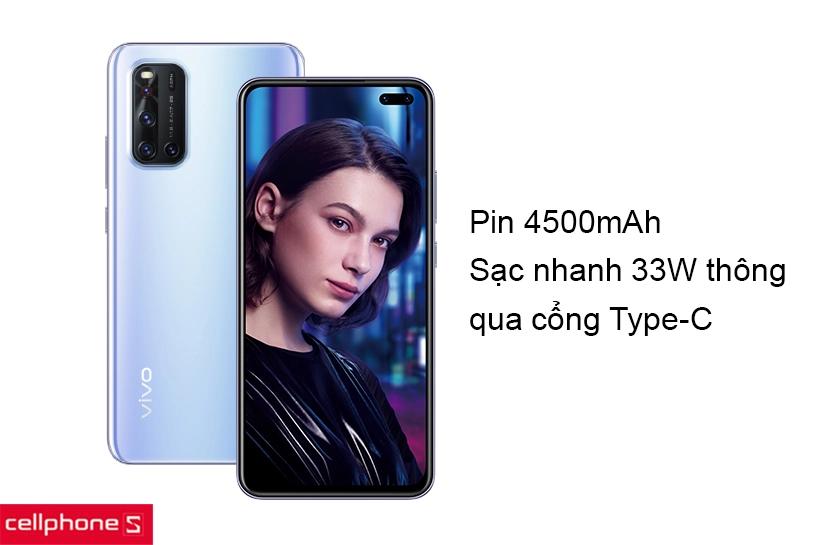 Pin dung lượng khủng 4500mAh và sạc nhanh 33W qua cổng sạc Type-C