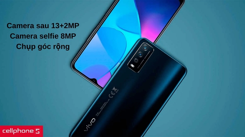 Camera chụp hình kép 13 + 2 MP và camera selfie đều hỗ trợ chụp góc rộng