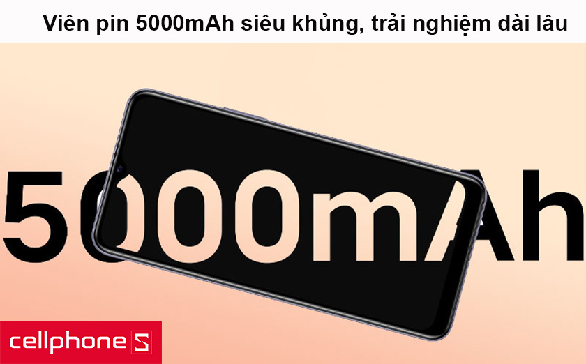 Viên pin 5000mAh siêu khủng, trải nghiệm dài lâu