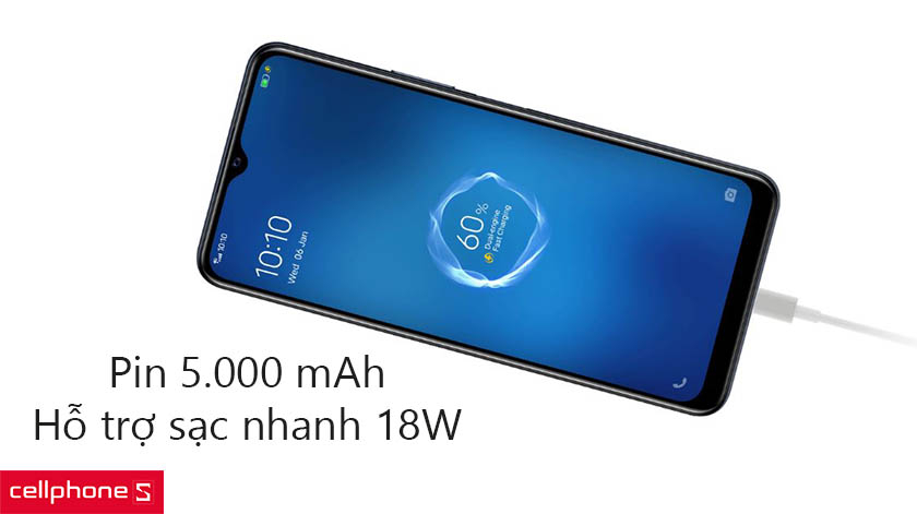 Pin 5.000 mAh – hỗ trợ sạc nhanh 18W