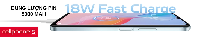 Dung lượng pin 5000 mAh, thoải mái sử dụng cùng sạc nhanh 18W