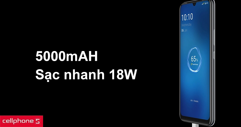 Dung lượng pin 5000mAh cùng khả năng sạc nhanh 18W
