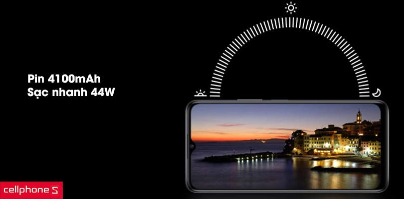 Dùng cả ngày với pin 4100mAh và sạc nhanh 44W