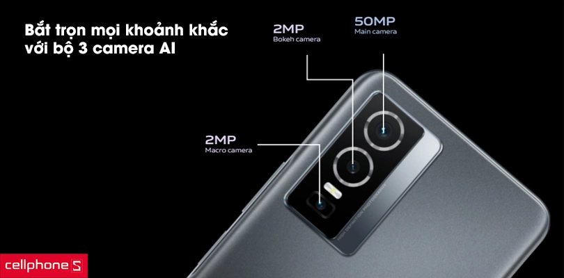 Bắt trọn mọi khoảnh khắc với bộ 3 camera AI 50MP và camera selfie AI 16MP