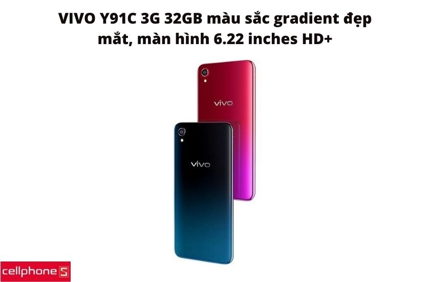 VIVO Y91C màu sắc gradient đẹp mắt, màn hình 6.22 inches HD+