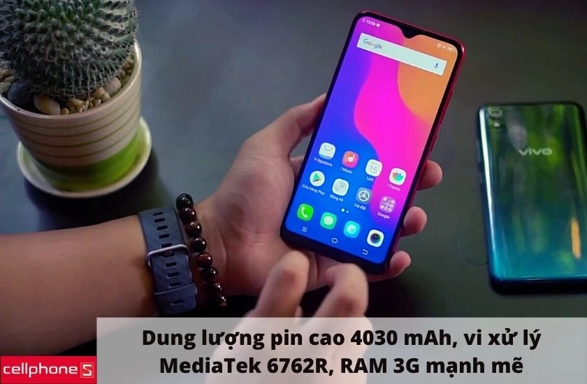 Dung lượng pin cao 4030 mAh, vi xử lý MediaTek 6762R, RAM 3G mạnh mẽ