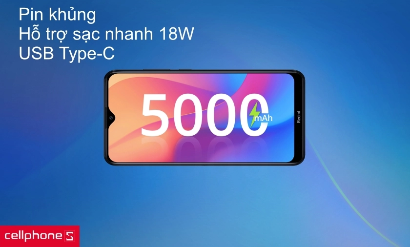 Viên pin siêu khủng 5000 mAh, hỗ trợ sạc nhanh với cổng kết nối UBS Type-C