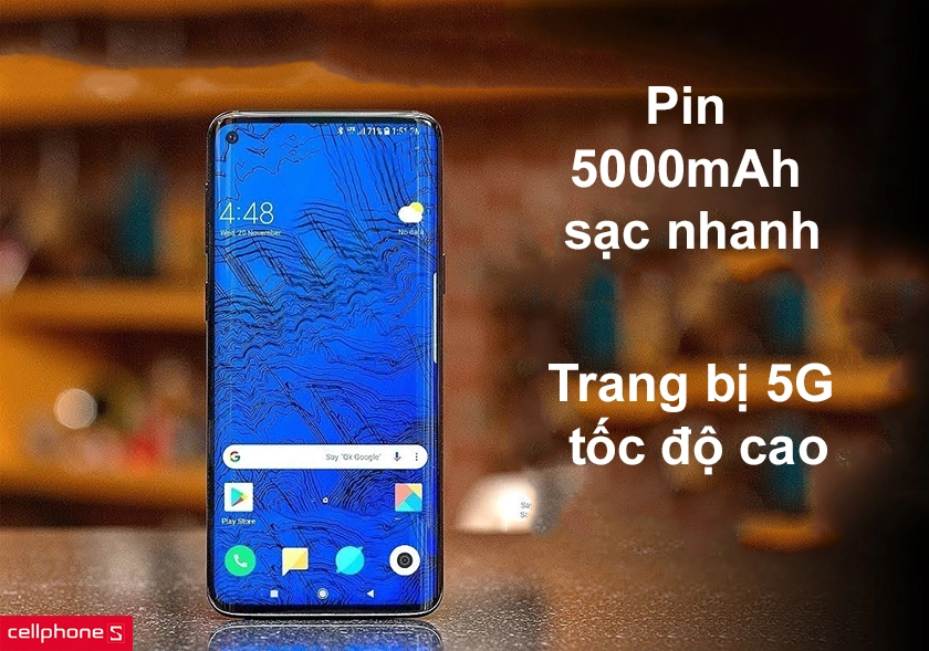 Pin 5000mAh hỗ trợ sạc nhanh, trang bị 5G tốc độ cao