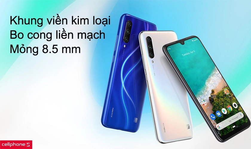 Thiết kế khung viền kim loại, các góc bo cong liền mạch, mỏng 8.5 mm