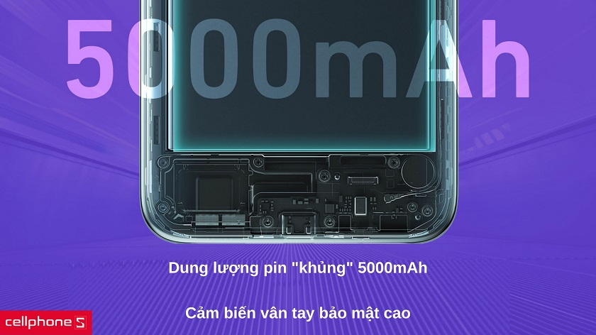 Cảm biến vân tay an toàn, dung lượng pin "khủng" 5000mAh